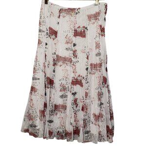 Linea Domani A Line Skirt Midi Lace Inserts Graphic Pattern Size 8